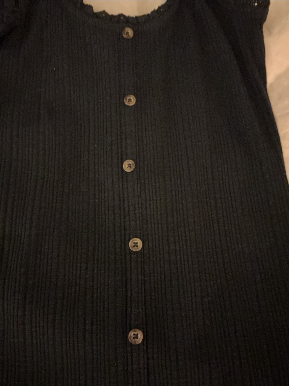 Black Ribbed Button-Front Mini Dress - Picture 2 of 5